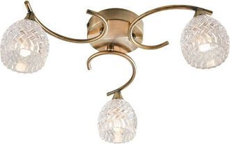 Endon Lighting Boyer - 3 Light Semi Flush Multi Arm Ceiling Light Antique Brass, Glass, G9