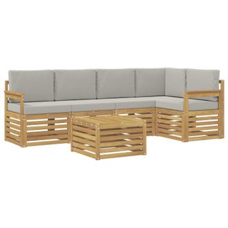 vidaXL Conjunto De Sof&aacute;s De Exterior 6 Pcs Blanco Y Gris Claro Vidaxl