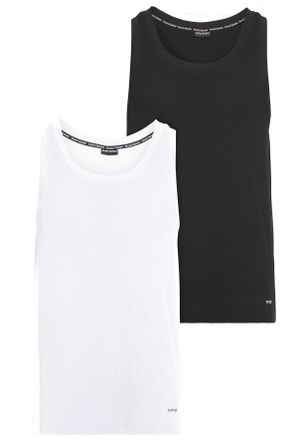 Bruno Banani Muscleshirt BRUNO BANANI, Herren, Gr. 4XL, schwarz-weiss (schwarz wei&szlig;), Rippware, Obermaterial: 100% Baumwolle, unifarben, Basic, regular fit, Rundha