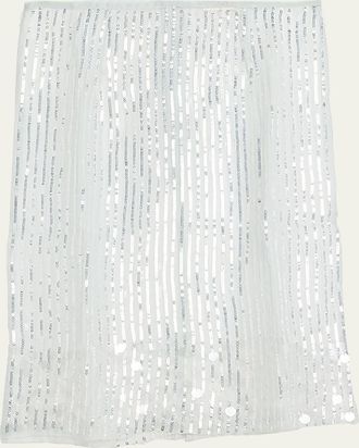 Zankov Isabella Sequined Pinstrips Sheer Silk Skirt