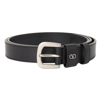 Valentino FW25 V Logo Signature Calfskin Belt Black T0SM1XUG-0NO