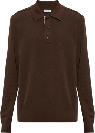 Burberry Marcus LS Polo - Heren - Polos - Bruin - S - Wol - Tops