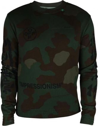 Off-white Logo Crewneck Sweatshirt - Heren - Sweatshirts - Groen - XS - Katoen - Hoodies & sweatvesten