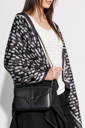 Emporio Armani Leather Shoulder Bag With Logo, Womens, Black