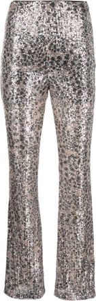 Liu Jo sequin-embellished straight-leg trousers - women - Polyester/Elastane/Polyester/Elastane - 42 - Neutrals