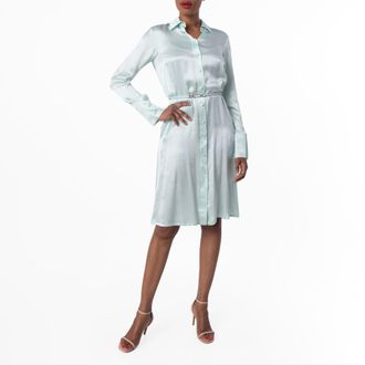 Bally Long-Sleeved Silk Shirt Dress, Brand Size 38 ( US Size 2 )
