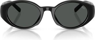 Diesel 52mm Oval Sunglasses in Solid Black /Solid Black at Nordstrom