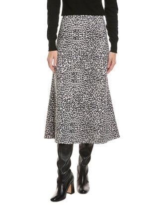Gracia Leopard Print Midi A-Line Skirt