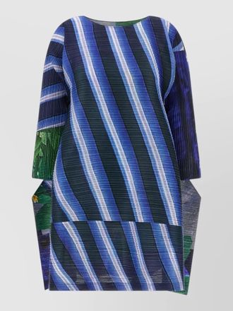 Pleats Please Issey Miyake city collage dress asymmetric striped texture