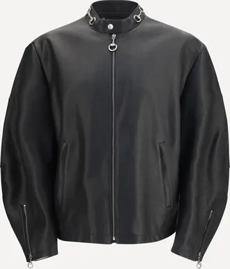 Gucci Giacca biker in pelle con Horsebit Man S