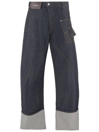 J.W.Anderson Dark Cropped Denim Jeans with Distinctive Cut-Off Hem