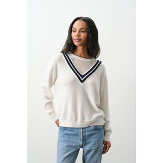 Naked Cashmere Diana Modern Tennis Sweater in Ecru/club Navy at Nordstrom, Size X-Small