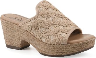White Mountain Bizzie Platform Wedge Espadrille Sandal in Natural/Fabric at Nordstrom Rack, Size 7.5
