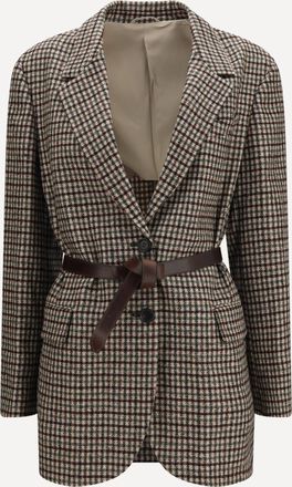 Brunello Cucinelli Single-breasted wool-blend Blazer with belt Female 46