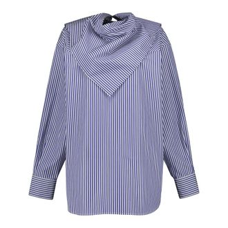 Ami Dames, Blouses & Shirts, Blauw, Maat: XS Katoen