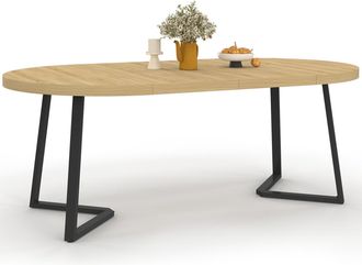 IDMarket Selma Tavolo Da Pranzo Rotondo Allungabile 4-10 Persone Legno E Nero 110-200 Cm