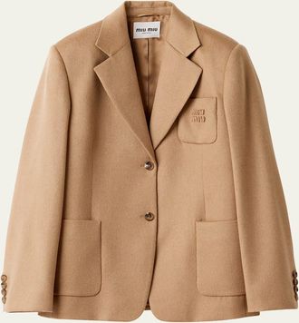 Miu Miu Oversized Single-Breasted Camel Hair Jacket
