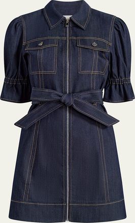 Cinq &agrave; Sept Holly Denim Puff-Sleeve Mini Dress