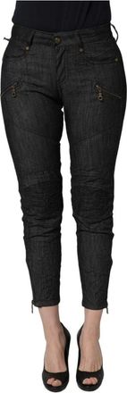 Plein Sud Cropped Jeans, female, Black, Size: W30 Mid Waist Skinny Denim Jeans
