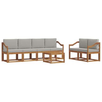 vidaXL Conjunto De Sof&aacute;s De Exterior 7 Pcs Gris Natural Y Claro Vidaxl