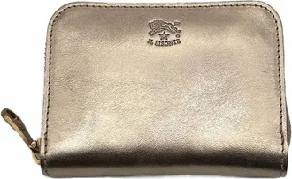IL BISONTE Womens Cestello Small Zip Around Wallet In Platinum