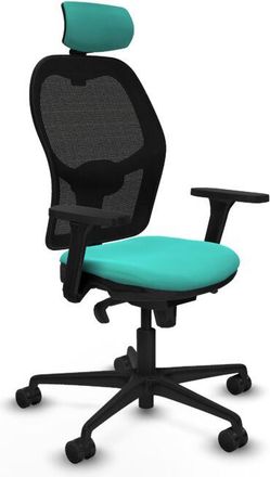 Piqueras y Crespo Jorquera Sincro Malla Negra Similpiel Turquesa Brazos 3d Base Nailon Cabecero 2d Ruedas 65mm Nailon