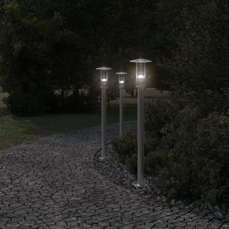 Berkfield Home Outdoor Floor Lamps 3pcs Silver 100 cm Stainless Steel