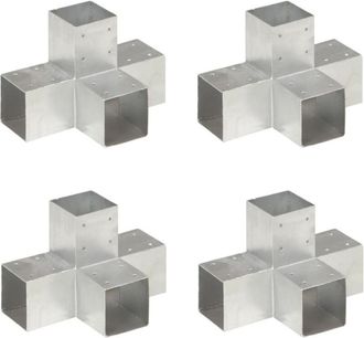 vidaXL Vidaxl - Connettori per Pali a Forma di x 4 pz in Metallo Zincato 91x91 mm