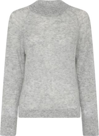Bruuns Bazaar Fluffy BBAma Knit - Dames - Ronde hals truien - Grijs - L - Wol - Truien & Vesten