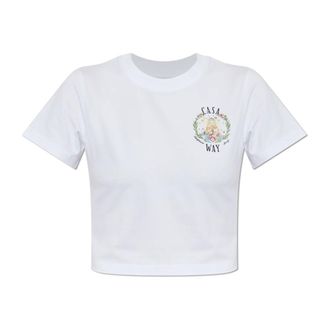 Casablanca T-Shirts, female, White, Size: XS Casa Way Baby Short Sleeve T-Shirt