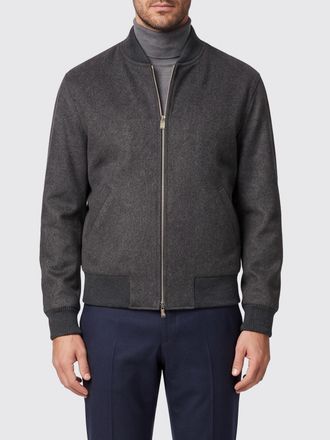 Lardini Pure Virgin Wool Bomber Jacket with Ribbed Collar and Trims