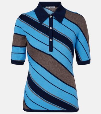 Acne Studios Ribbed-knit striped wool polo shirt