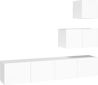 vidaXL 4 Piece tv Cabinet Set White Engineered Wood Vidaxl