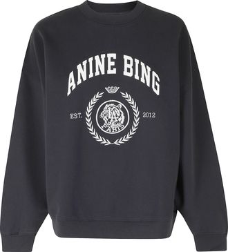 Anine Bing Vintage Miles Collegiate Oversized Brushed Cotton Sweatshirt