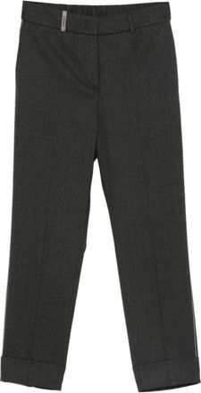PESERICO Cropped Broeken - Dames - Vrijetijds broeken - Grijs - XL - Wol - Broeken