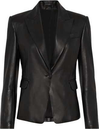 Brunello Cucinelli Nappa leather blazer in Black at Nordstrom, Size 36 It