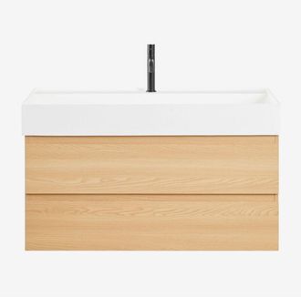 Sklum Sklum - Conjunto De Mueble De Ba&ntilde;o En Madera Y Chapa De Fresno Con Lavabo Integrado Ona