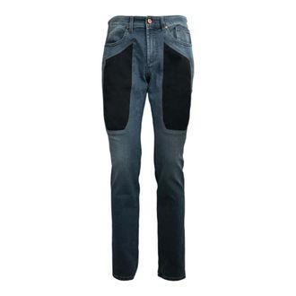 Jeckerson Slim Fit Alcantara Patch Jeans - male - Jeckerson - Slim Fit Jeans - Blue - W32 - Jeans