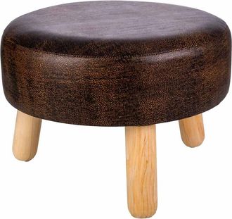 Wanderlust Deco Wanderlust Deco - Taburete De Madera Y Polipiel Marr&oacute;n 40x40x13/29