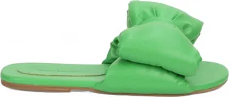 Bruno Menegatti Womens Patti Super Bow Flat Leather Sandal In Green