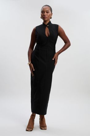 Karen Millen Womens Plus Size Figure Form Bandage Sleeveless Pencil Knit Maxi Dress - Black - Size X-Large