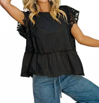 Bibi Womens Solid Jersey Tiered Top In Black