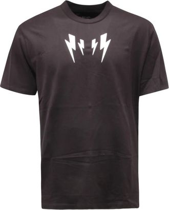 Neil Barrett Slim Fit Italiaans Bolt T-Shirt - Heren - T-shirts - Zwart - S - Tops