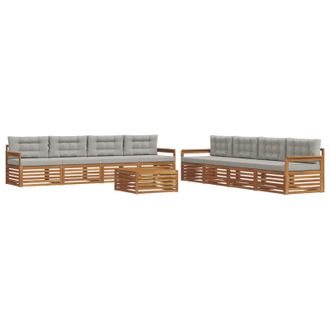 vidaXL Set Di Divani Da Esterno 9 Pz Grigio Naturale E Chiaro Vidaxl