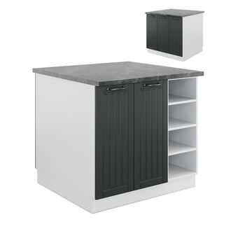 Vicco Isla De Cocina Fame-line, Antracita Casa De Campo/blanco, 90 Cm Sin Encimera