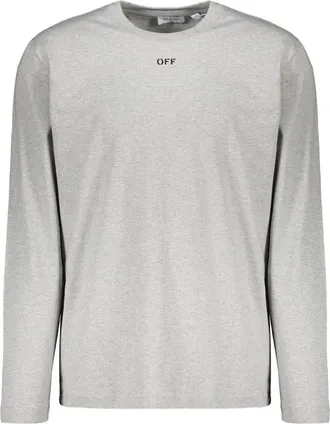 Off-white long-sleeve round-collar T-shirt - men - Cotton - M - Grey