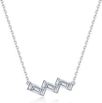 Lafonn Domino Simulated Diamond Pendant Necklace in Silver at Nordstrom, Size 18