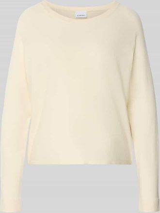 Comma Strickpullover aus Viskose-Mix mit Rundhalsausschnitt in Offwhite, Gr&ouml;&szlig;e 34