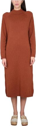 Alysi Merino Wol Jurk - Dames - Kleedjes - Bruin - L - Wol - Kleedjes