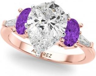 Allurez Pear Lab Grown Diamond & Oval Amethyst Engagement Ring 14K Rose Gold (3.98ct)